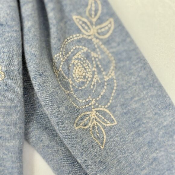 Johnny Was Sovanna Baja 100% Cashmere Embroidered Hoodie Blue Large Boho - Picture 14 of 16